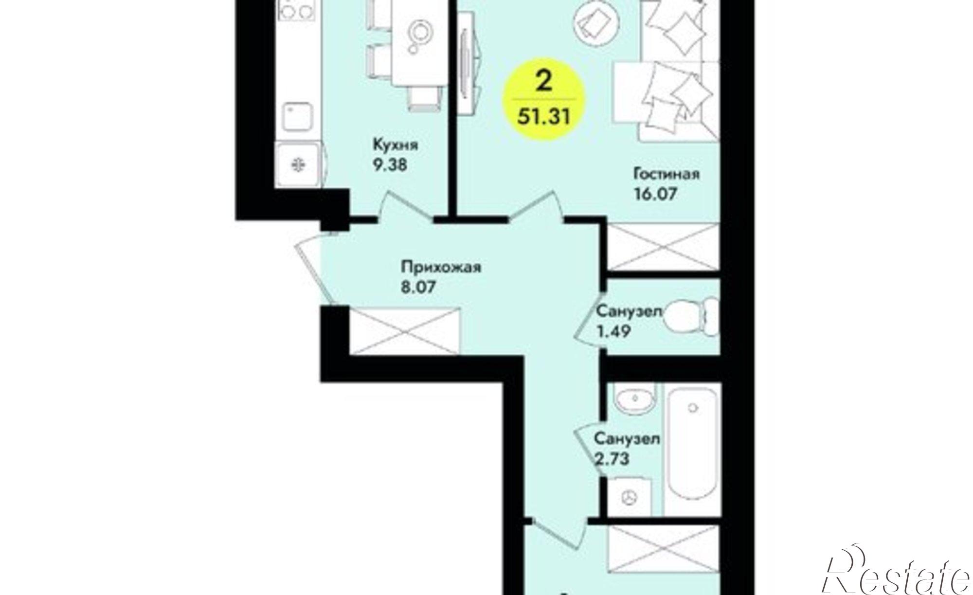 Купить квартиру за 5 131 000 рублей на ул Мира, 8
