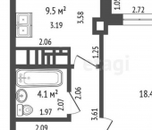 1-комн, 40кв м, этаж 1/6 улица Подольских Курсантов, 21А