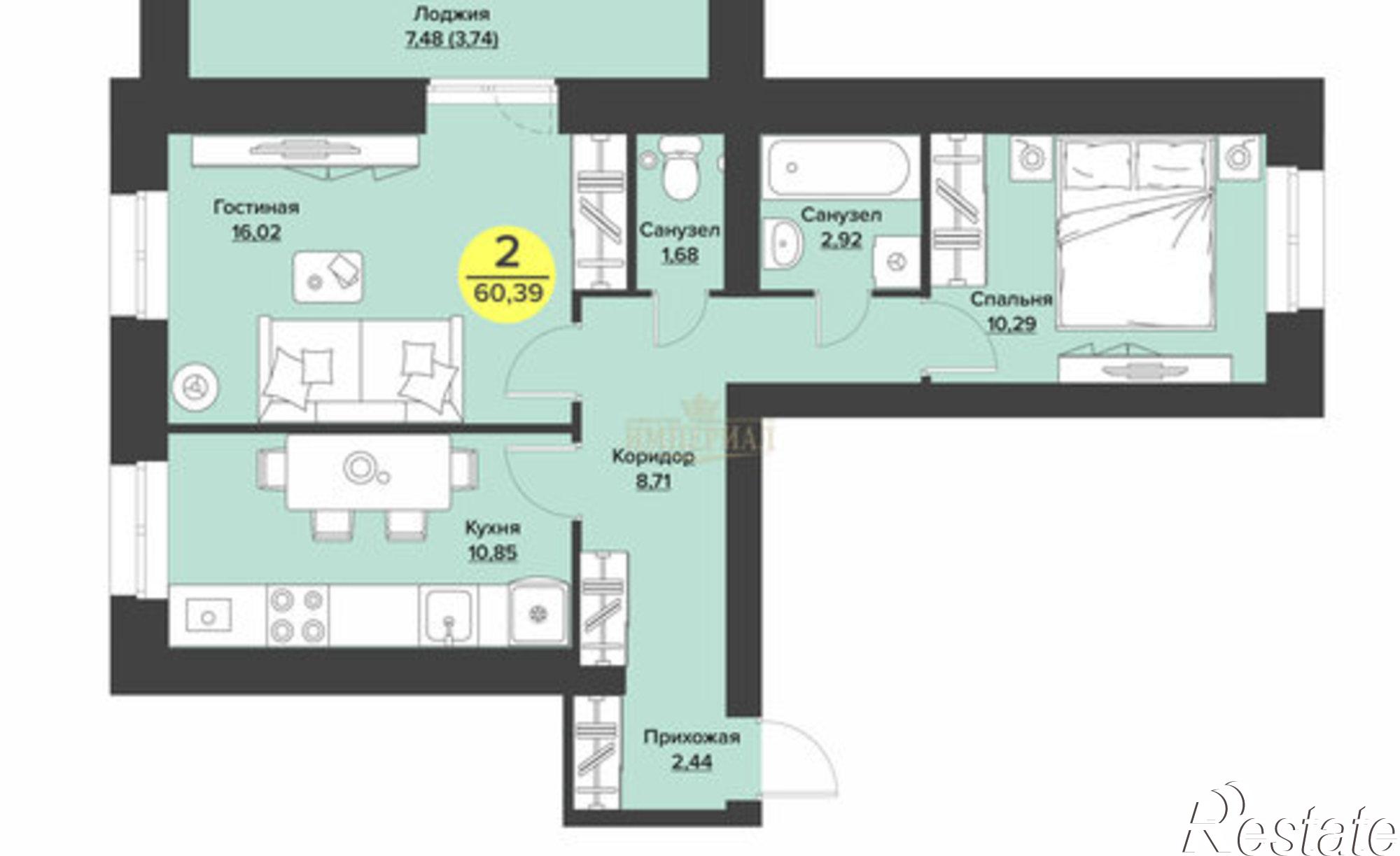 Купить квартиру за 6 118 200 рублей на ул Мира, 55