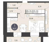 2-комн, 57кв м, этаж 6/10 ул Меримского, 6