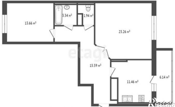2-комн квартира в новом доме Прибрежный проезд, 18,  д. 18