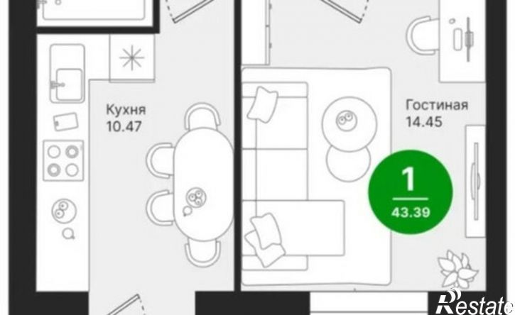 1-комн квартира улица Павленко, 55,  д. 55