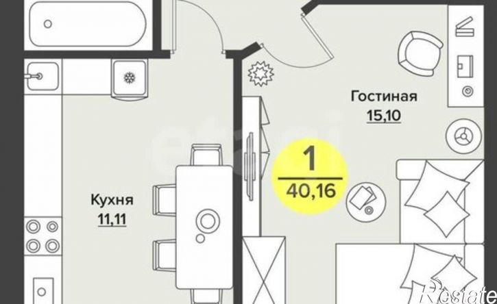 1-комн квартира ул Тургенева, 16,  д. 16