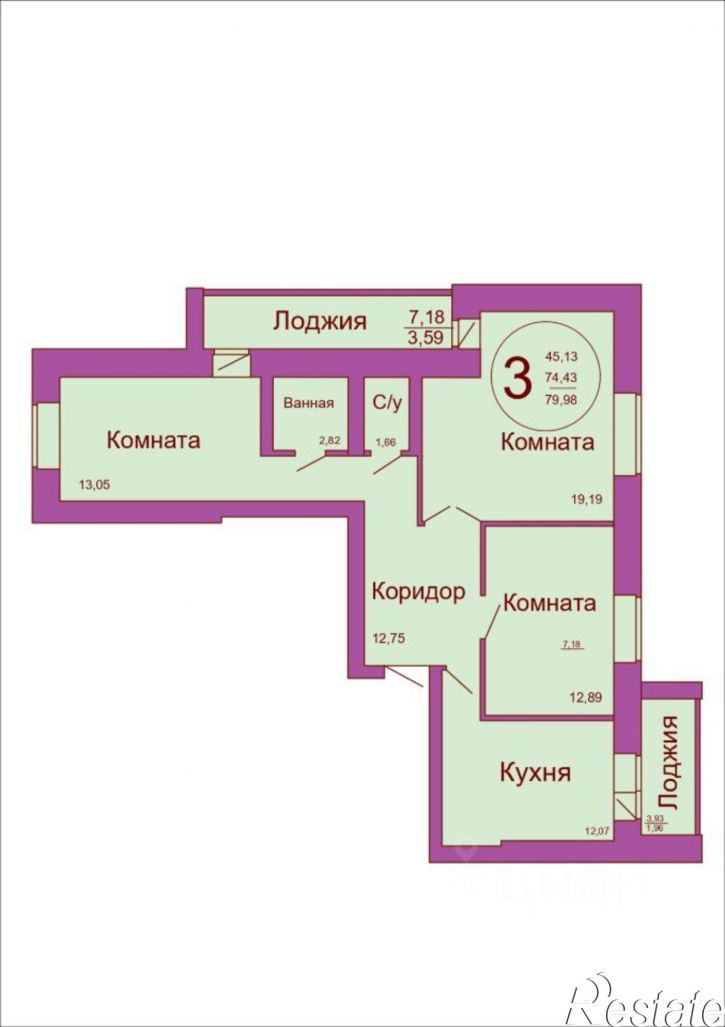 3-комн квартира