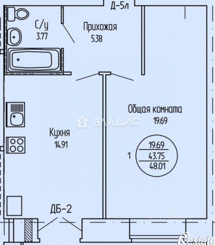 1-комн квартира Прибрежный пр-д, 6,  д. 6