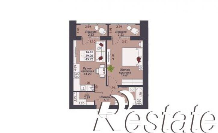 1-комн квартира в новом доме Вознесенская улица, 6Б,  д. 6Б