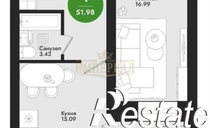 1-комн квартира улица Подольских Курсантов, 21,  д. 21